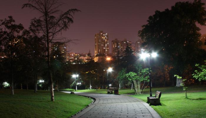七度照明小区步道照明夜景效果图