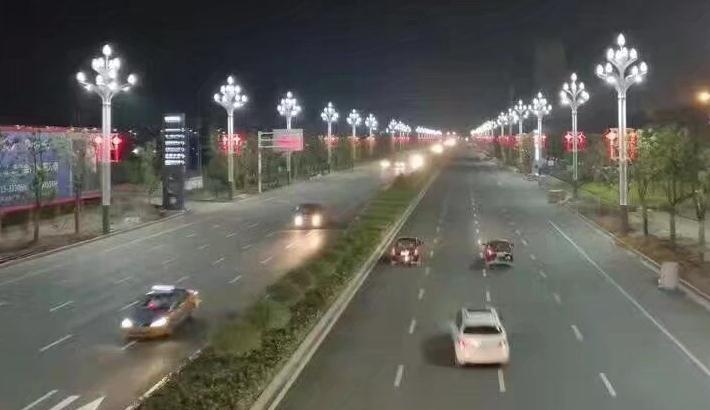 东莞七度照明玉兰灯道路照明效果实景图