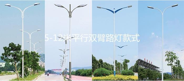 七度照明8米LED路灯双臂路灯杆样式图片大全
